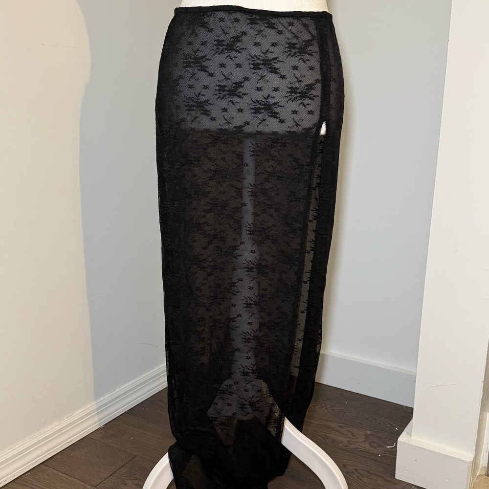 Lioness Black Lace Maxi Skirt